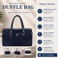 Croco Texture Leather Duffle Bag – Travel in Style