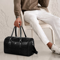 Croco Texture Leather Duffle Bag – Travel in Style