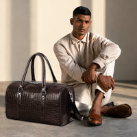 Croco Texture Leather Duffle Bag – Travel in Style