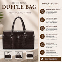 Croco Texture Leather Duffle Bag – Travel in Style