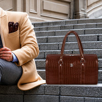 Croco Texture Leather Duffle Bag – Travel in Style