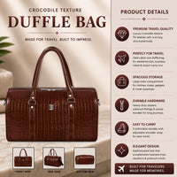 Croco Texture Leather Duffle Bag – Travel in Style