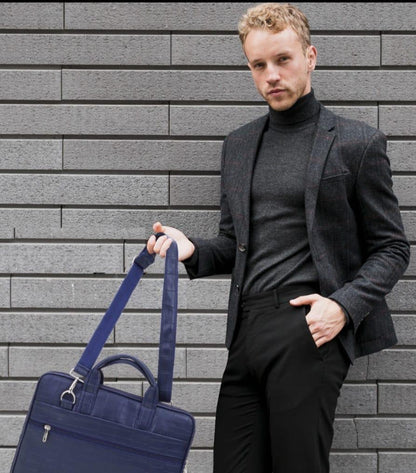 Premium PU Leather Laptop Bag. Croc-Texture, Removable Strap