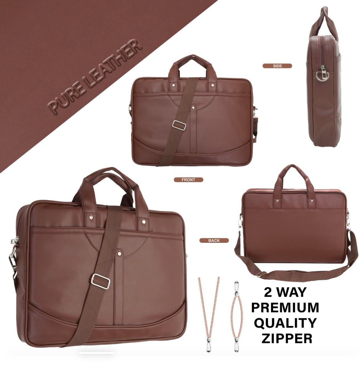 Premium Brown PU Leather Laptop Bag