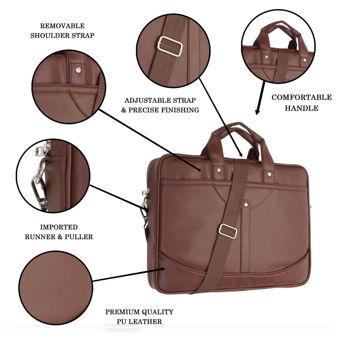 Premium Brown PU Leather Laptop Bag