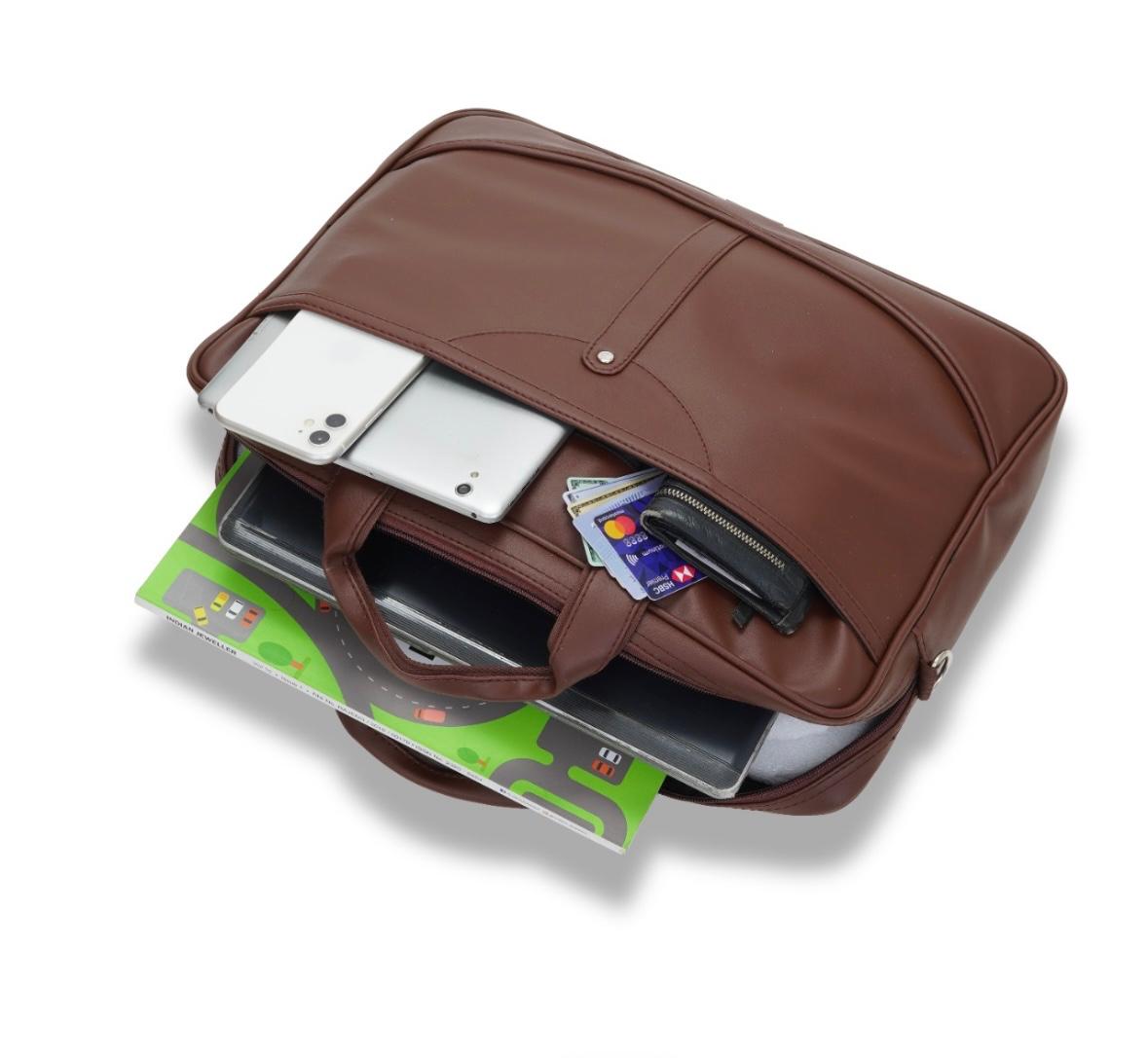Premium Brown PU Leather Laptop Bag
