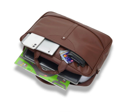 Premium Brown PU Leather Laptop Bag