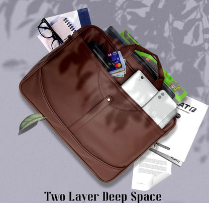 Premium Brown PU Leather Laptop Bag