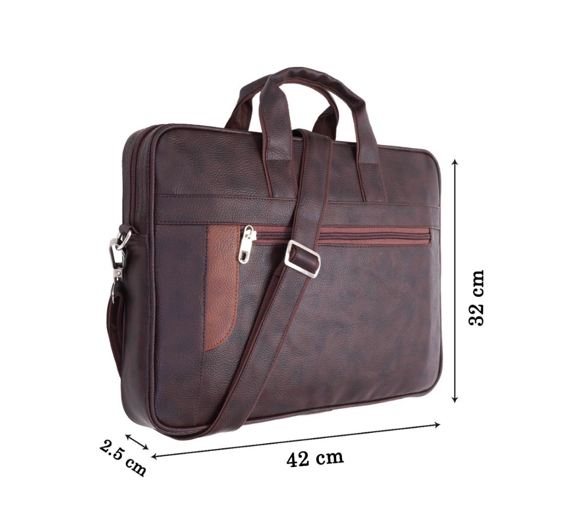 Premium Extra Brown PU Leather laptop Bag