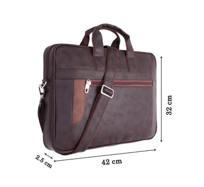 Premium Extra Brown PU Leather laptop Bag