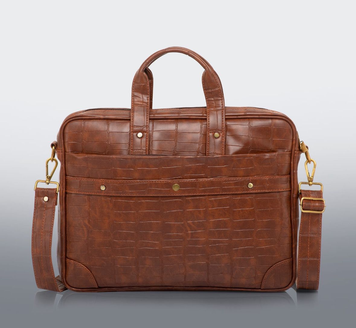 Premium Brown croco PU Leather Messenger Bag