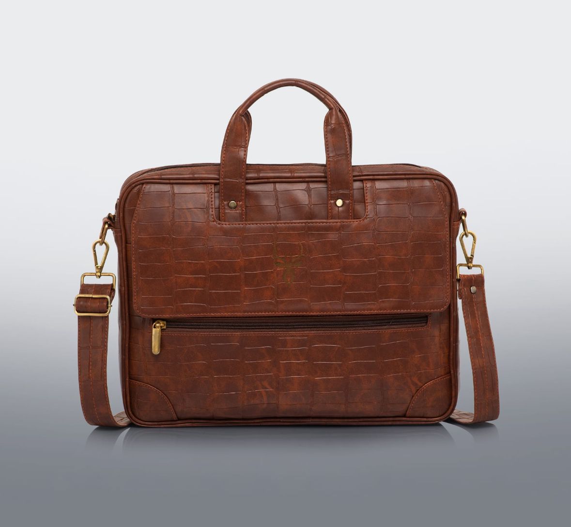 Premium Brown croco PU Leather Messenger Bag