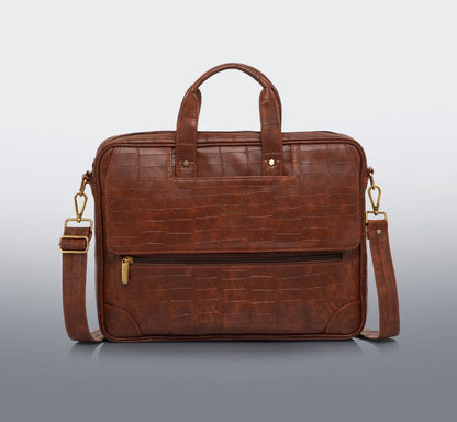 Premium Brown croco PU Leather Messenger Bag