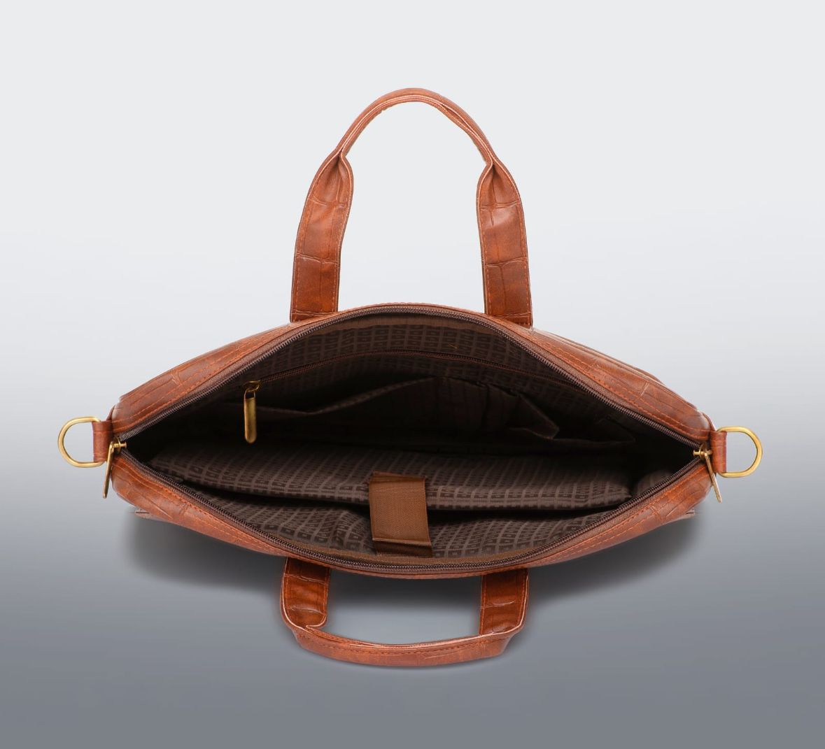 Premium Brown croco PU Leather Messenger Bag