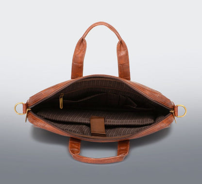 Premium Brown croco PU Leather Messenger Bag