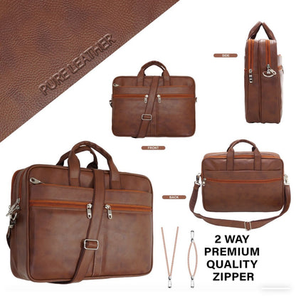 Premium front Two zip Leather Bag