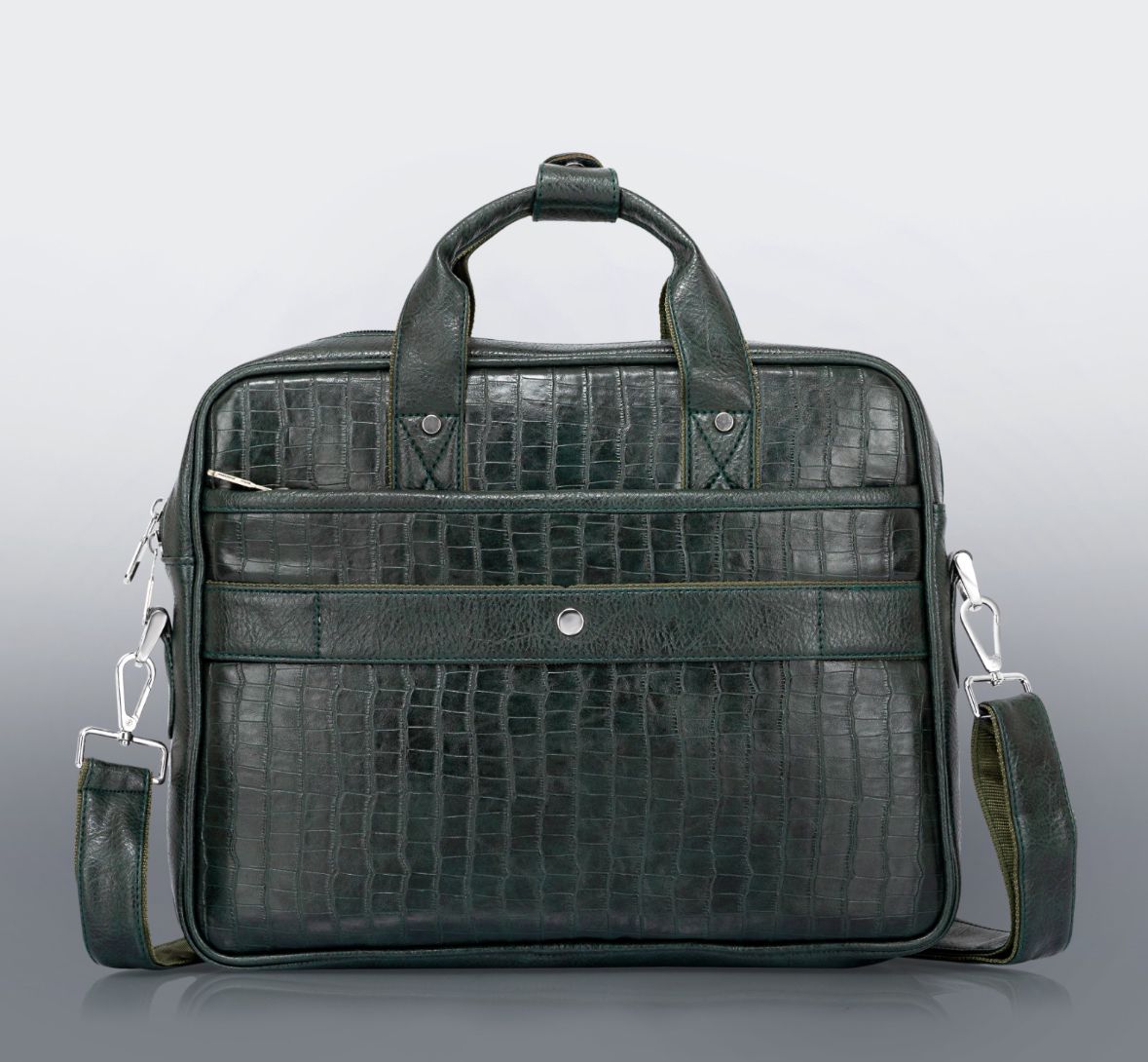 Premium Brown Croc-Texture PU Leather Laptop Bag