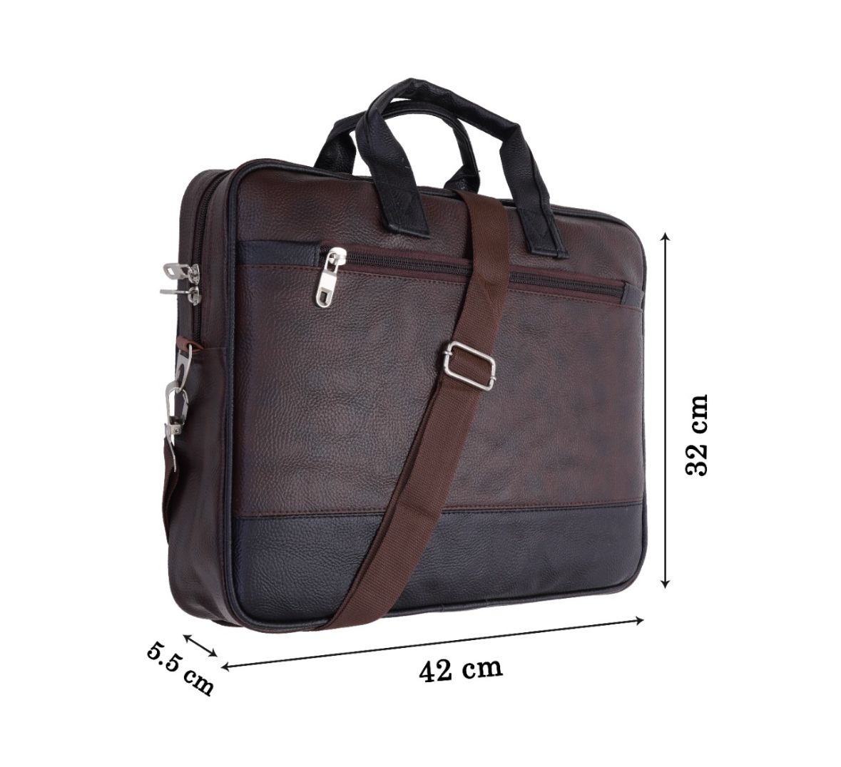 Two-Tone PU Leather Laptop Bag