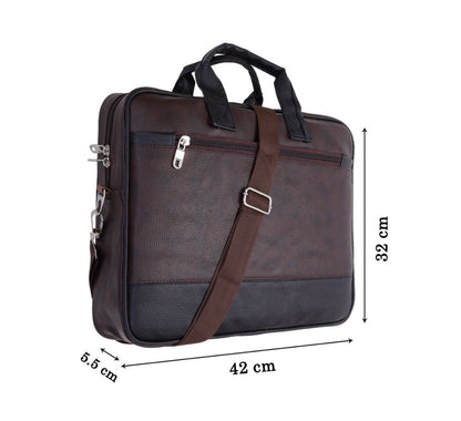 Two-Tone PU Leather Laptop Bag