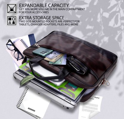 Two-Tone PU Leather Laptop Bag