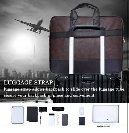 Two-Tone PU Leather Laptop Bag