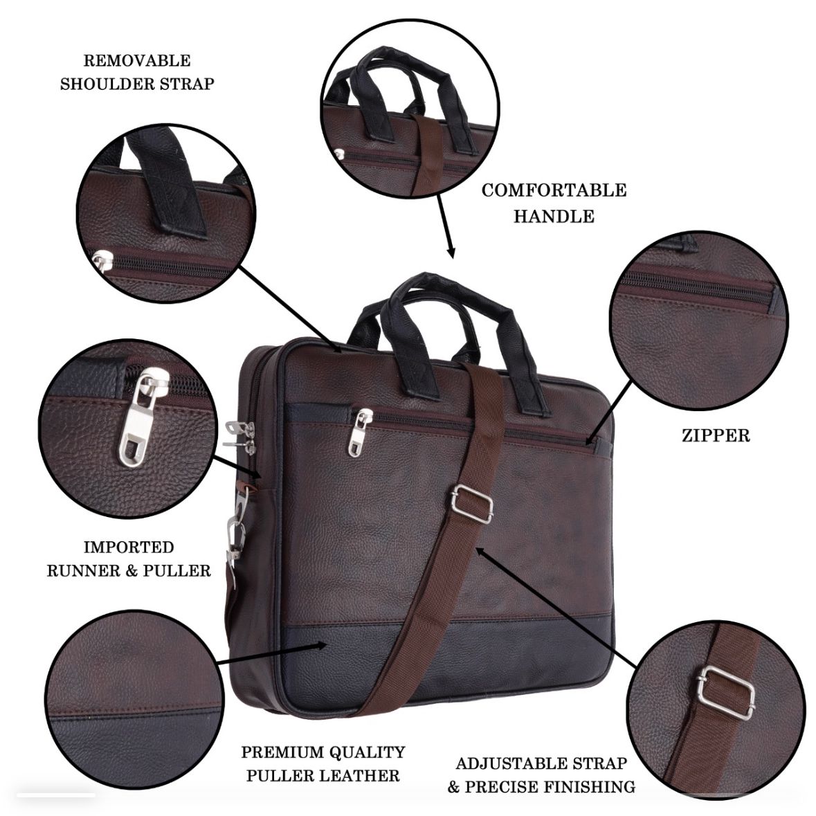 Two-Tone PU Leather Laptop Bag